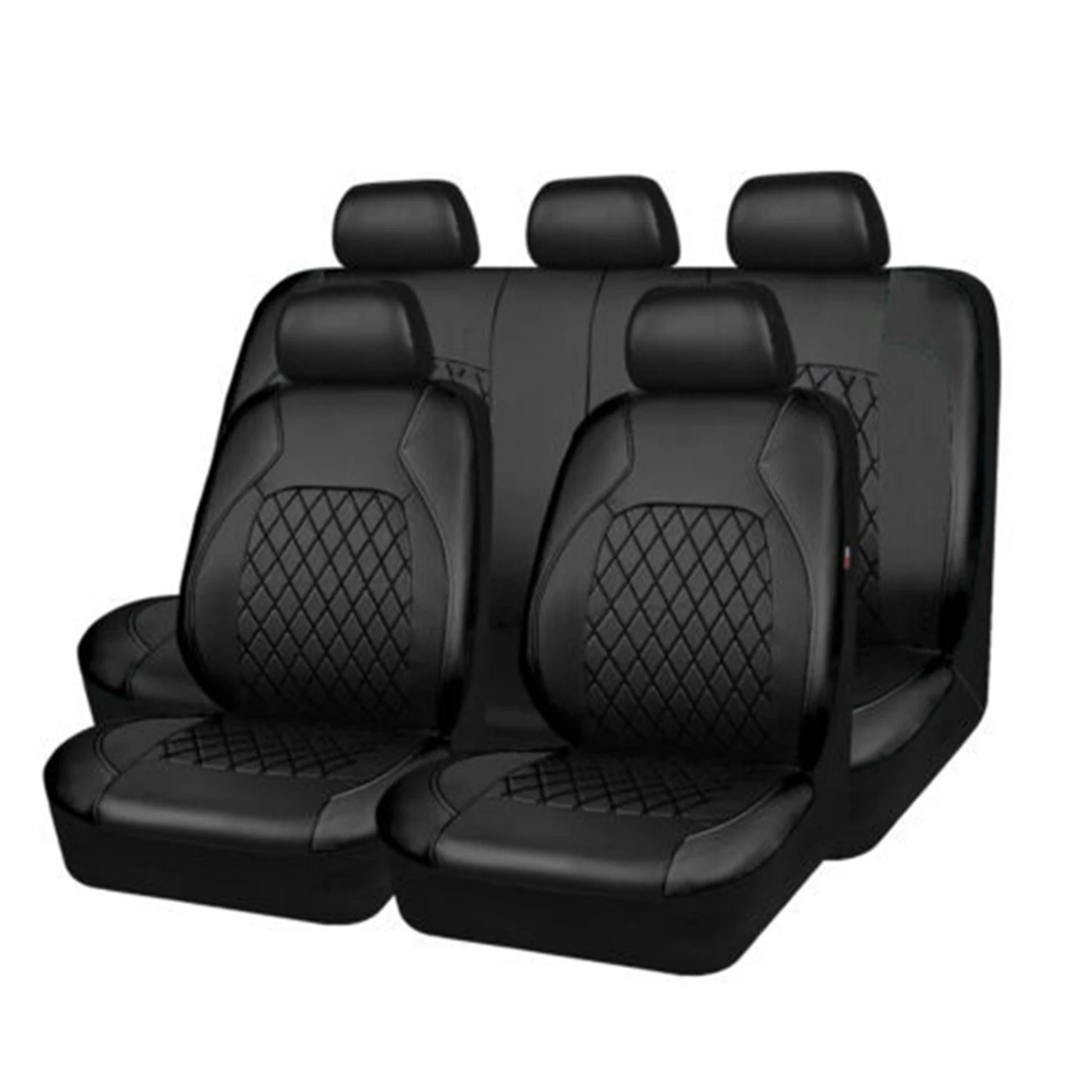 9-teiliges Autositzbezüge-Set, PU-Leder-Sitzschutzbezüge, Komplettset in Universalgröße für vorne und hinten, inklusive Kopfstützenbezügen für die meisten Autos, LKWs, Vans und SUVs. – Detail 2