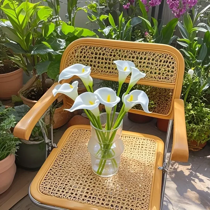10 Stück Realistische Calla-Lilien Künstliche Blumen, PU-Touch Blumenstrauß, Ideal für Vatertag und Sommer-Arrangements – Detail 5