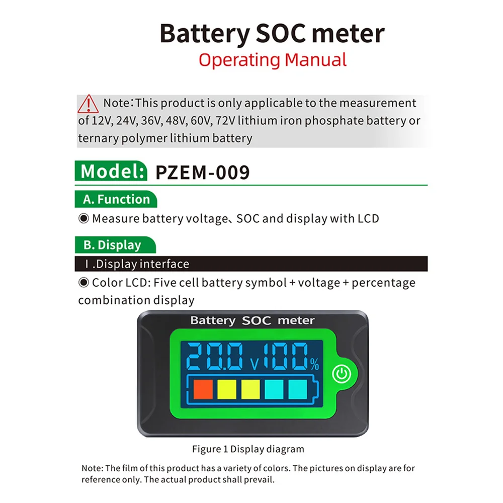 PZEM-009 Waterproof Battery Capacity Indicator DC Voltmeter 8-100V Lead Acid Lithium Iron Battery Tester 12V 24V 48V 72V for Car