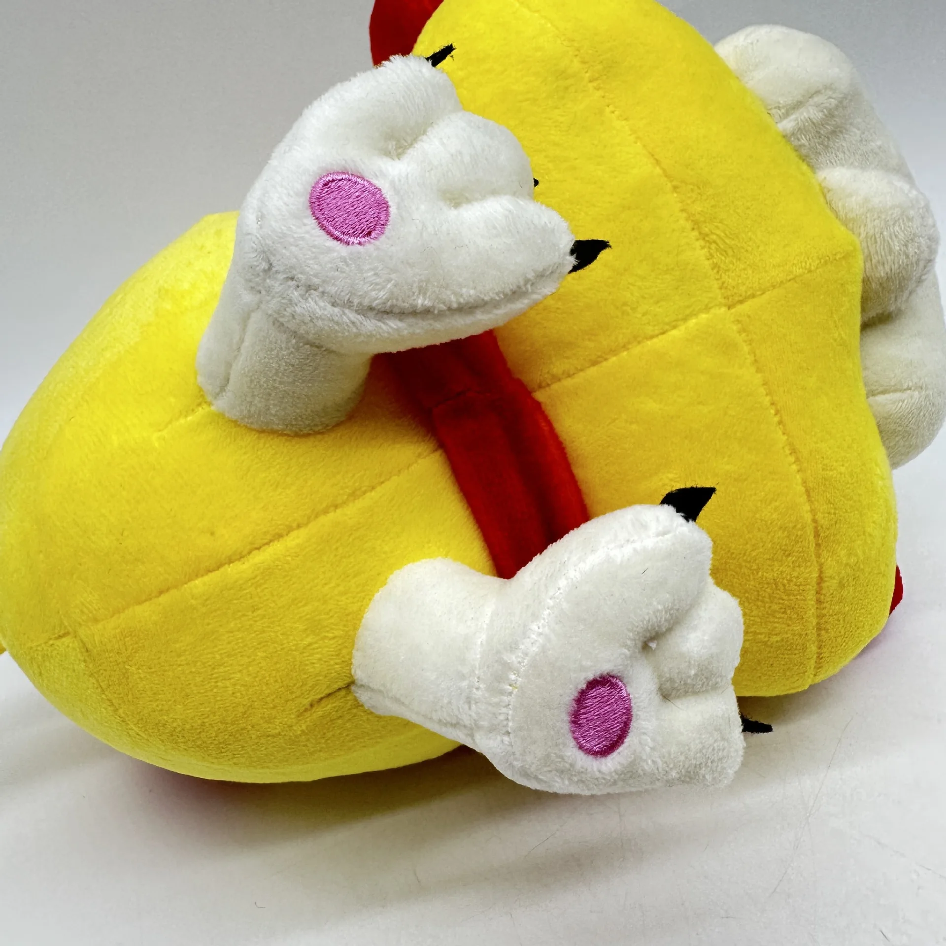 Adorable Yellow Dog Plush Toy with Red Ears and Tail - Soft and Cuddly, 33cm Long