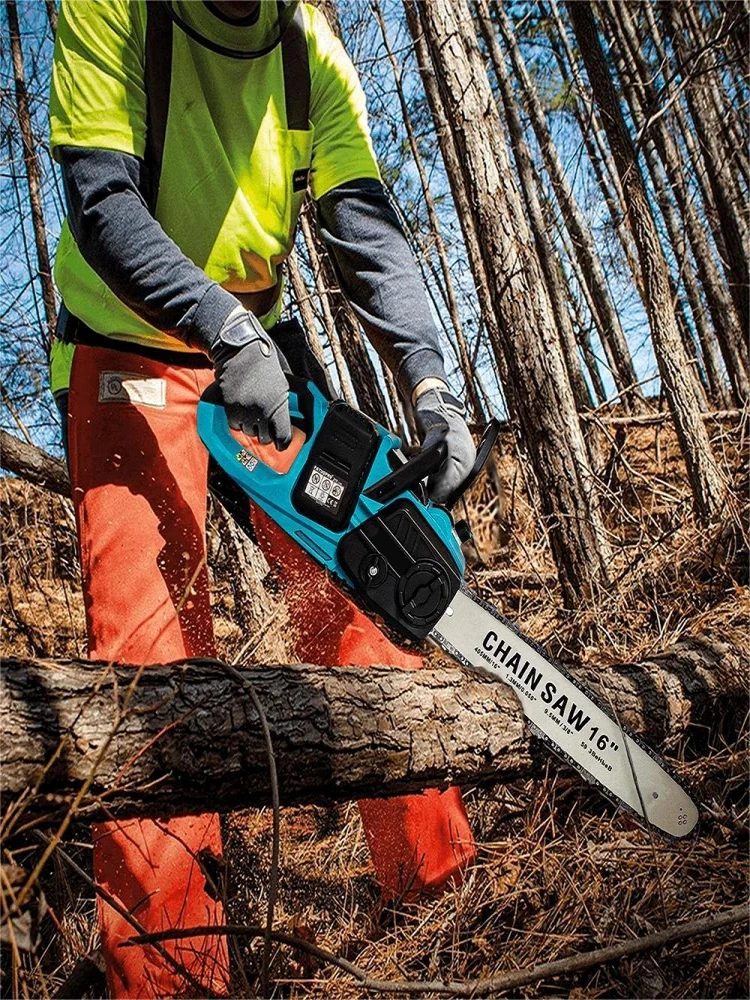 3500W 16 Zoll Akku-Kettensäge für Makita 18V Batterie, Elektrische Kettensäge mit Automatischer Ölschmierung, Werkzeugfreie Kettenspannung Handgeführter Gartenschneider für Holzschnitt