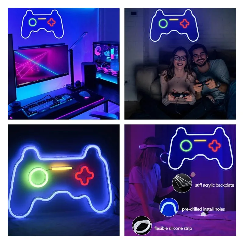 

Game Custom Neon Sign Gampad LED Illuminated Light Decor Indoor Wall Hanging for Kids Game Room Home Birthday Party Wedding