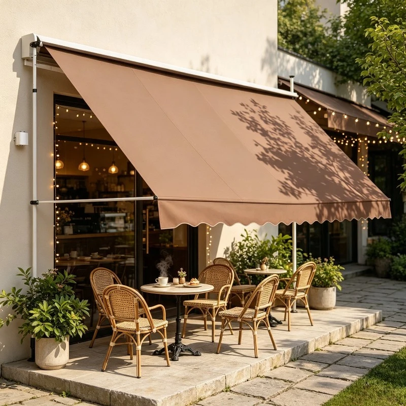 Balkonmarkise 350cm Breit Klemmhalterung Ohne Bohren UV-Beständig Höhenverstellbar Braun Outdoor Sonnenschutz