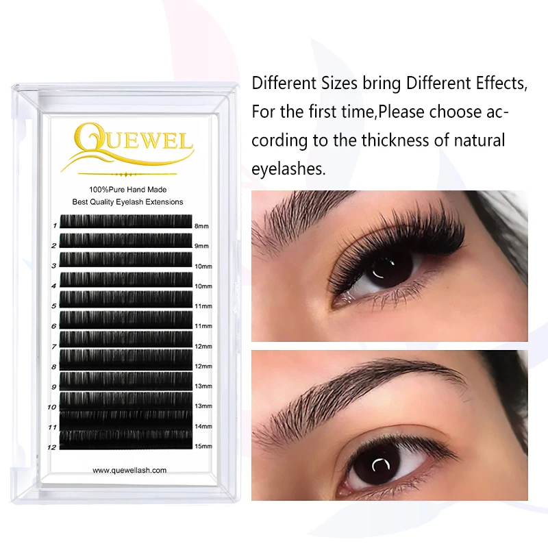 Quewel Lashes Individual False Eyelash Extension 0.03-0.20mm Lashes Faux Mink Classice Eyelashes C/D/DD Curl Soft Natural Lashes