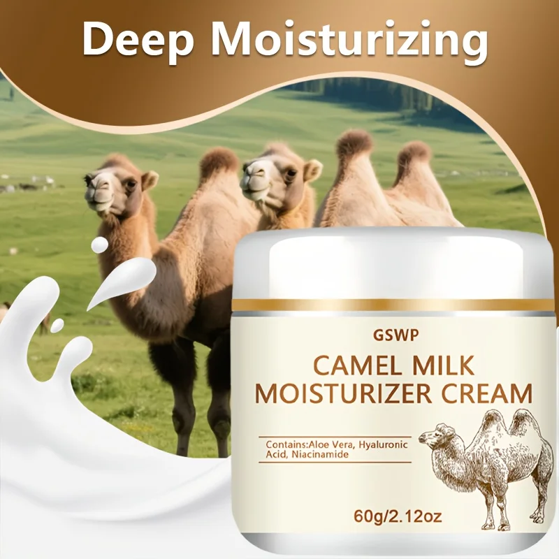 La crema hidratante de leche de camello GSWP hidrata profundamente la cara, el cuello y el cuerpo. Sin alcohol. 60g/120g