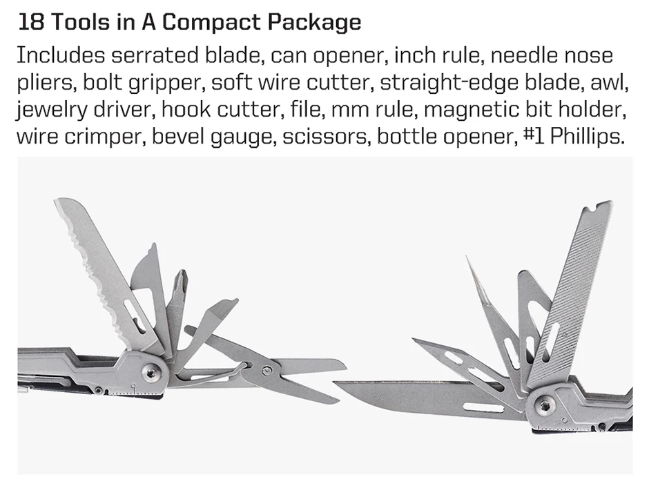 SOG 18-in-1 Taschen-Multitool für Fahrräder, EDC Tragbares Multifunktionswerkzeug mit Faltbarer Zange und Schraubendreher, Notfall-Reparaturwerkzeuge für Fahrräder – Detail 9