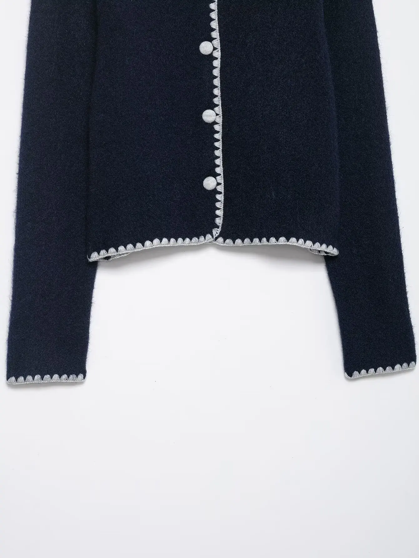 Dames ronde hals single-breasted kleurblok geborduurd gebreid vest, herfst casual slim fit gebreid kort jasje