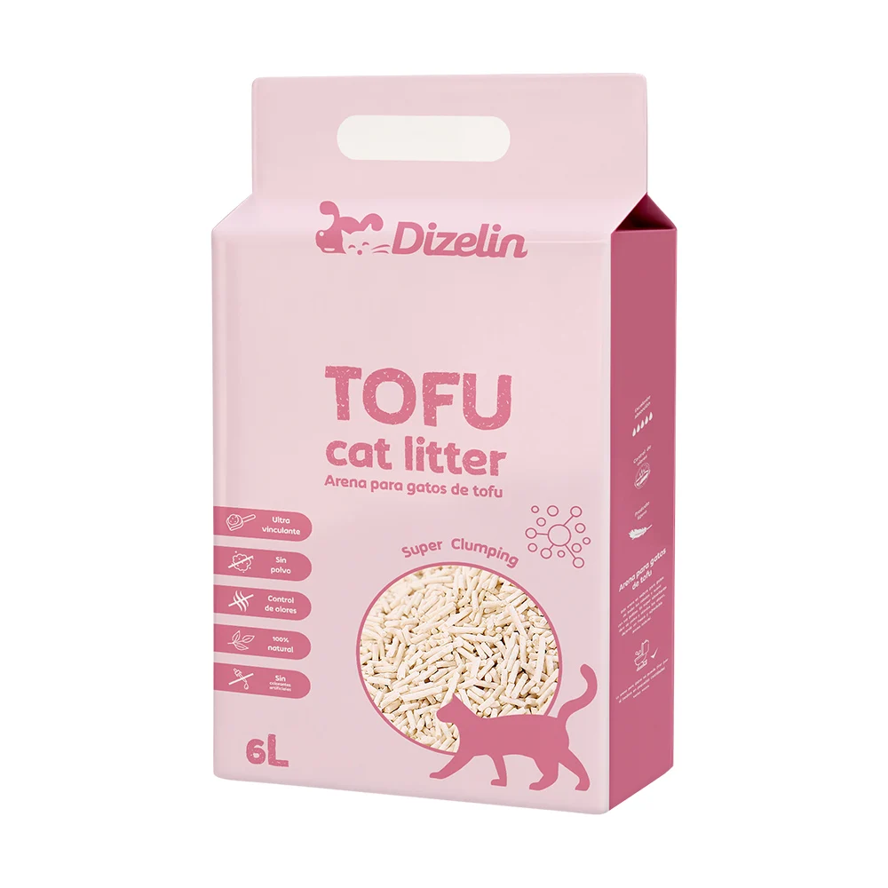 SMELL & SMILE Arena para gatos de Tofu ecológico vegetal lecho Libre de polvo arena natural aglomerante (TOFU-6L-12L-18L-24L-30L-36L-42L-48L)