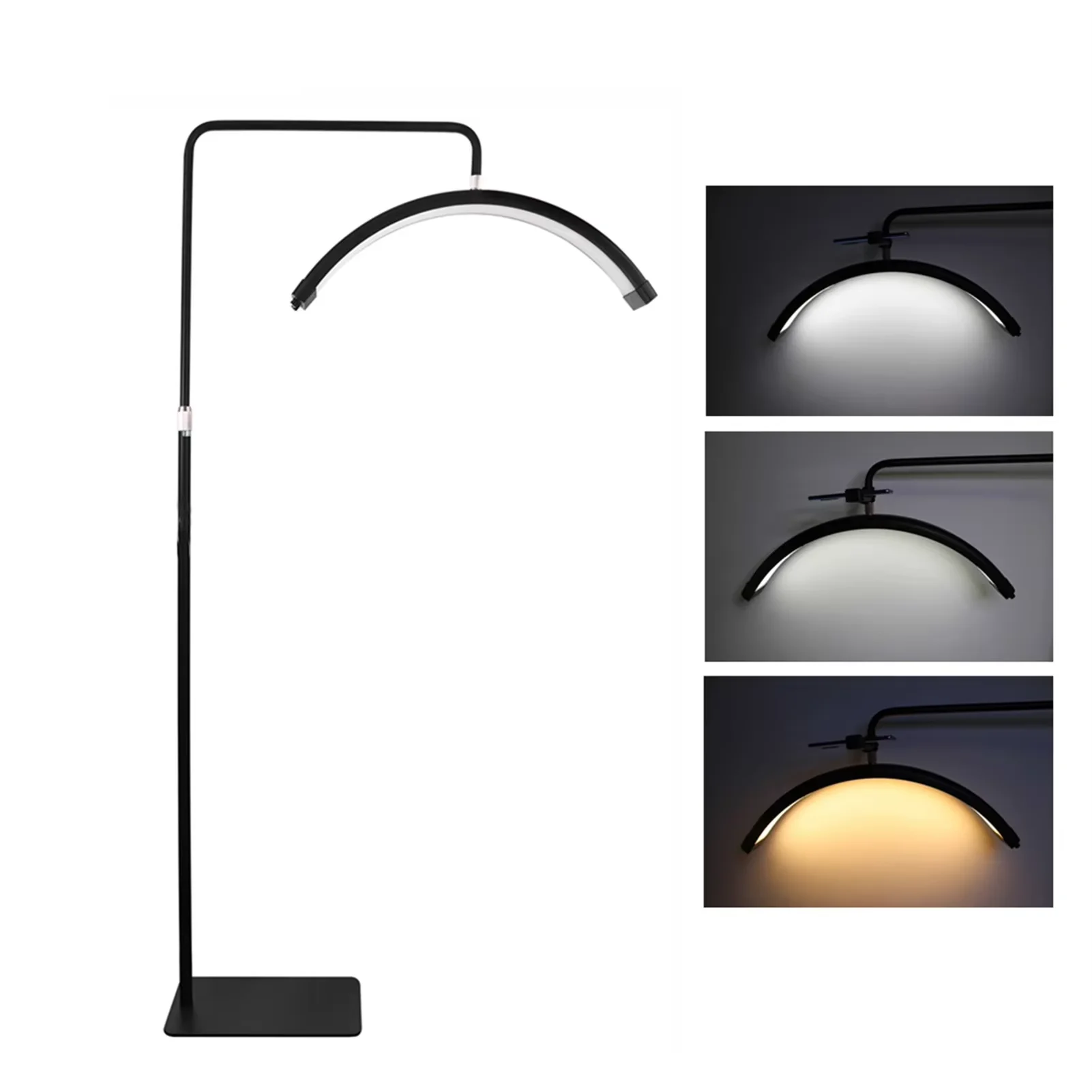 OWJHE 36W Boden-LED-Videoleuchte Halbmondförmiges Fülllicht 3000K-6000K Dimmbar mit Schwarzlicht 190cm Metall-Lichtstativ