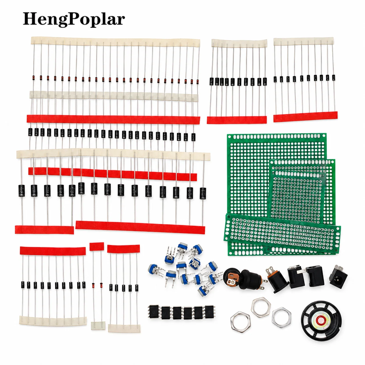 1818PCS Electronic Components Diy Kit Metal Film Resistor Assortment Kit LED Diodes Electrolytic Capacitor Ceramic Set