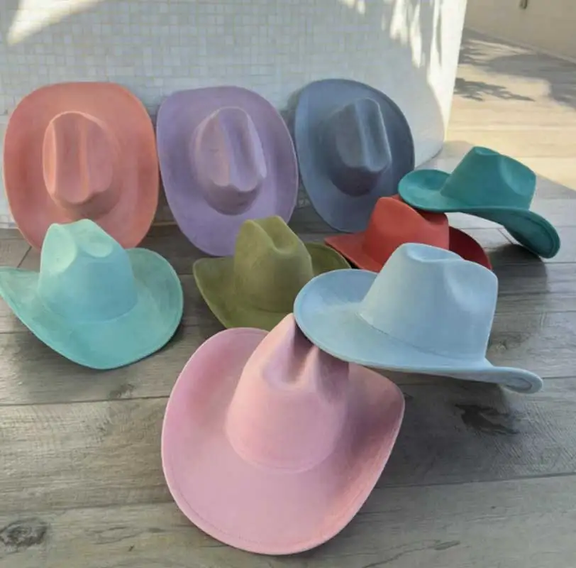 

Vegan Suede Wide Brim Rancher Hat for Men and Women Cowboy Hat Western Cowboy Style Unisex Flat Brim Fedora