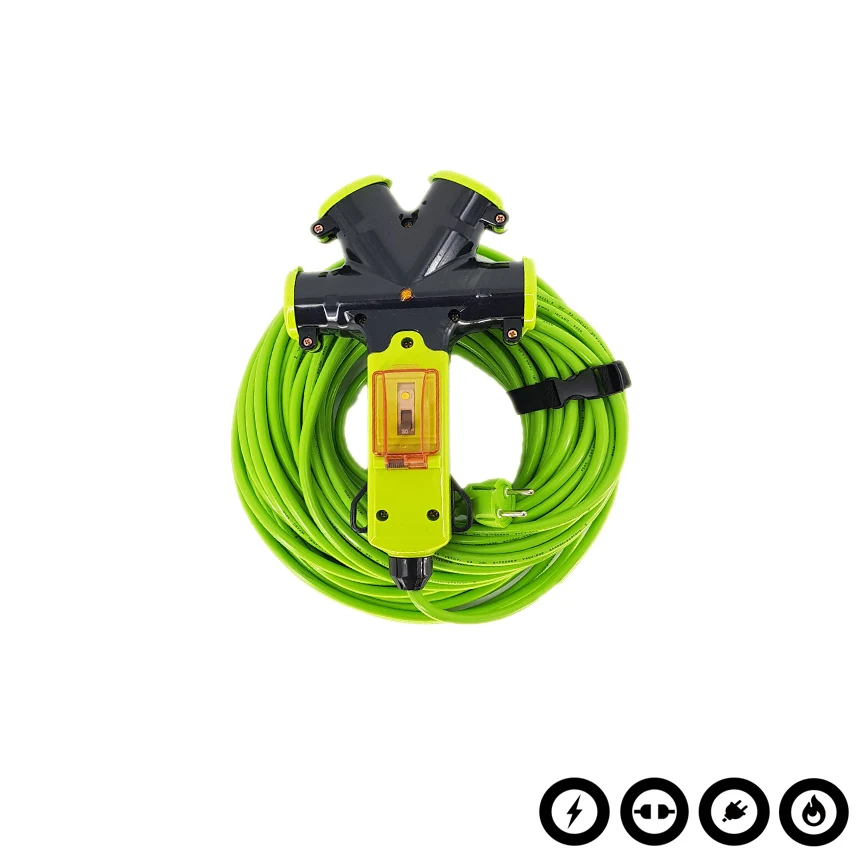 4WAY 1.5SQ extension line 10 for camping industrial work site lead line outlet