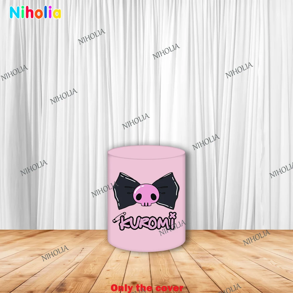 Tło fotograficzne Sanrio Kuromi Hello Kitty na baby shower, okrągłe tło, dekoracja na przyjęcie urodzinowe dla dziewczynek