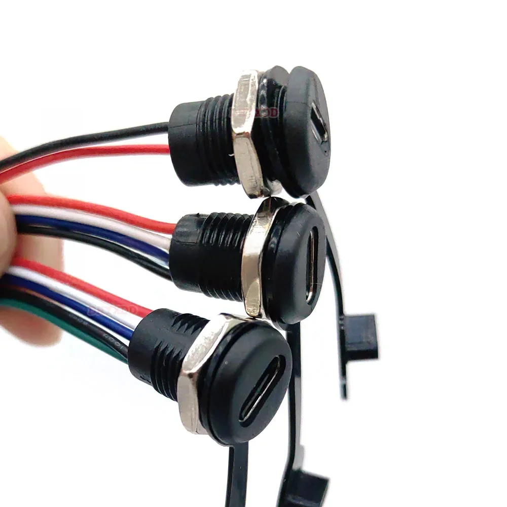 Prise de charge à courant élevé USB-C 5A, avec écrou M11, plaque de verrouillage à pression, USB C TYPE-C femelle Type C, connecteur femelle étanche