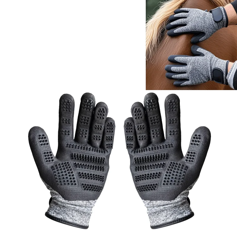 1 Paar Pferdepflege-Handschuhe, Fellpflege-Bürste, Tierhaar-Entferner-Handschuhe für Pferdemassage und -reinigung, Fellpflege-Werkzeug für langes und kurzes Fell