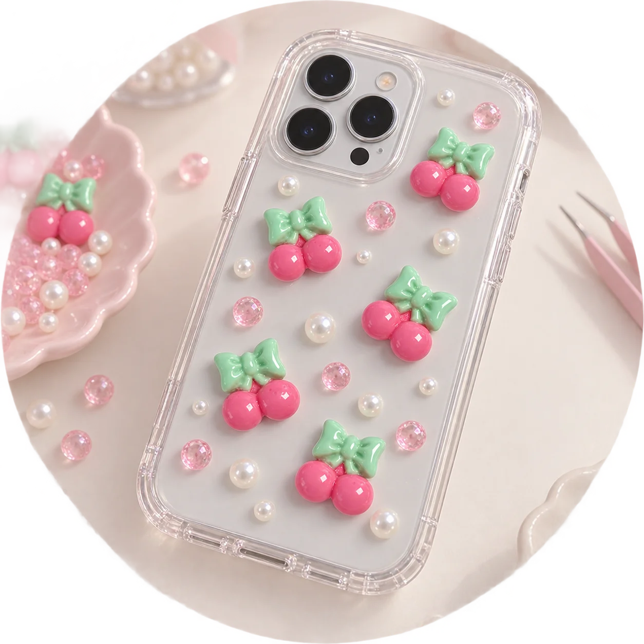 Kawaii Cute Cherry Series 3D Cute Nail Art Decorations Macaron Nails Charms Designs DIY Resin Nail Accessories