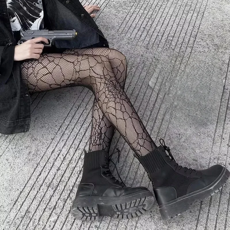 Collants résille quotidiens à motif dentelle, taille haute, pour femmes