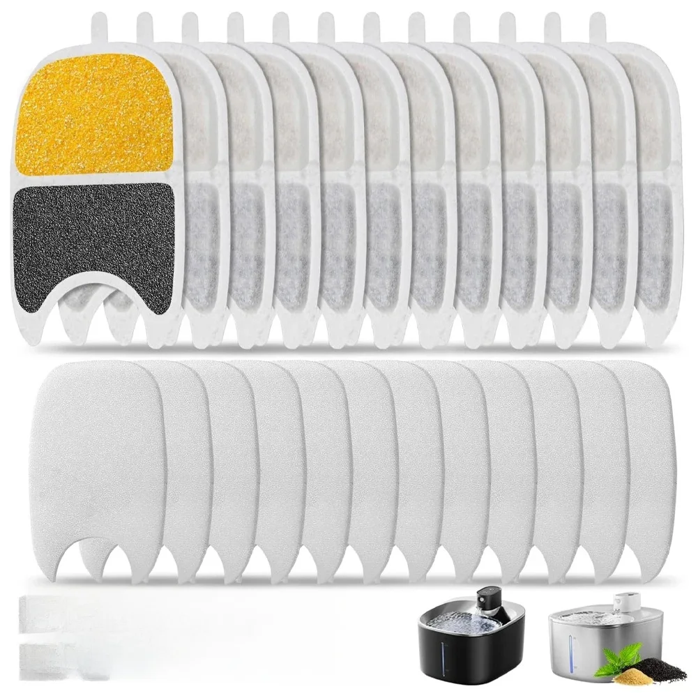 12 stuks vervangingsfilters + sponzen voor 4L roestvrijstalen fontein drinkdispenser met 6-laags filtersysteem - afbeelding 2