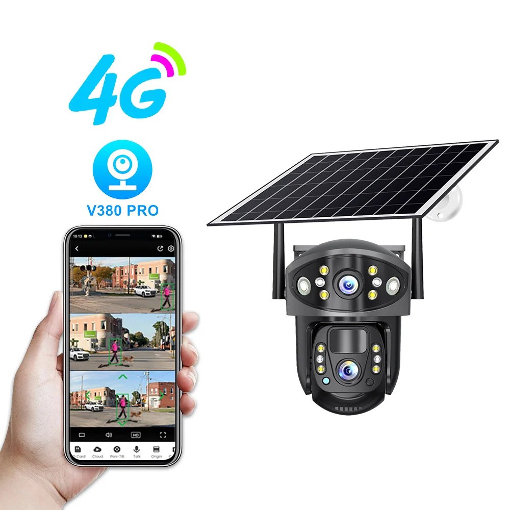 Leshine 3MP 4G Camera Security Wifi Home Surveillance Cameras 8W Solar Panel HD Dual Lens 8000mAh Li-battery 360 Rotation