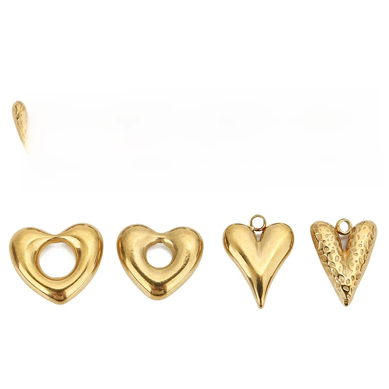 5 sztuk ze stali nierdzewnej Big Hole Love Heart Charms wisiorki dla kobiet kolczyki naszyjnik bransoletki akcesoria do wyrobu biżuterii ustalenia — 2