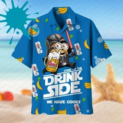 Despicable Me Minion shirt Summer men's/boys casual vacation Hawaiian style short-sleeved T-shirt Breathable and comfortable