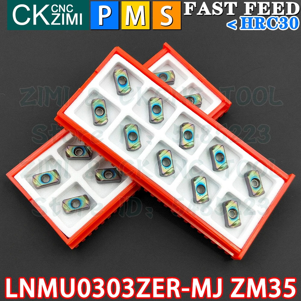 LNMU0303ZER-MJ ZM35 LNMU 0303 ZER MJ inserções de metal duro inserções de fresagem de alimentação rápida CNC torno de metal fresadora ferramenta para fresa de face LNMU03R