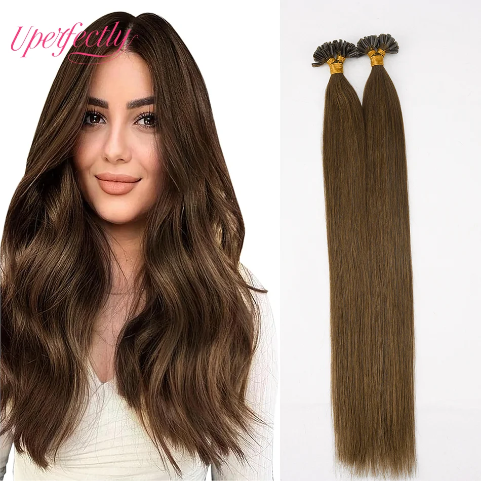 

Наращивание человеческих волос Remy Straight U Tip 16-22 дюйма Предварительно скрепленные кератиновые наращивания волос Fusion Virgin Натуральная обрезка кончиков волос