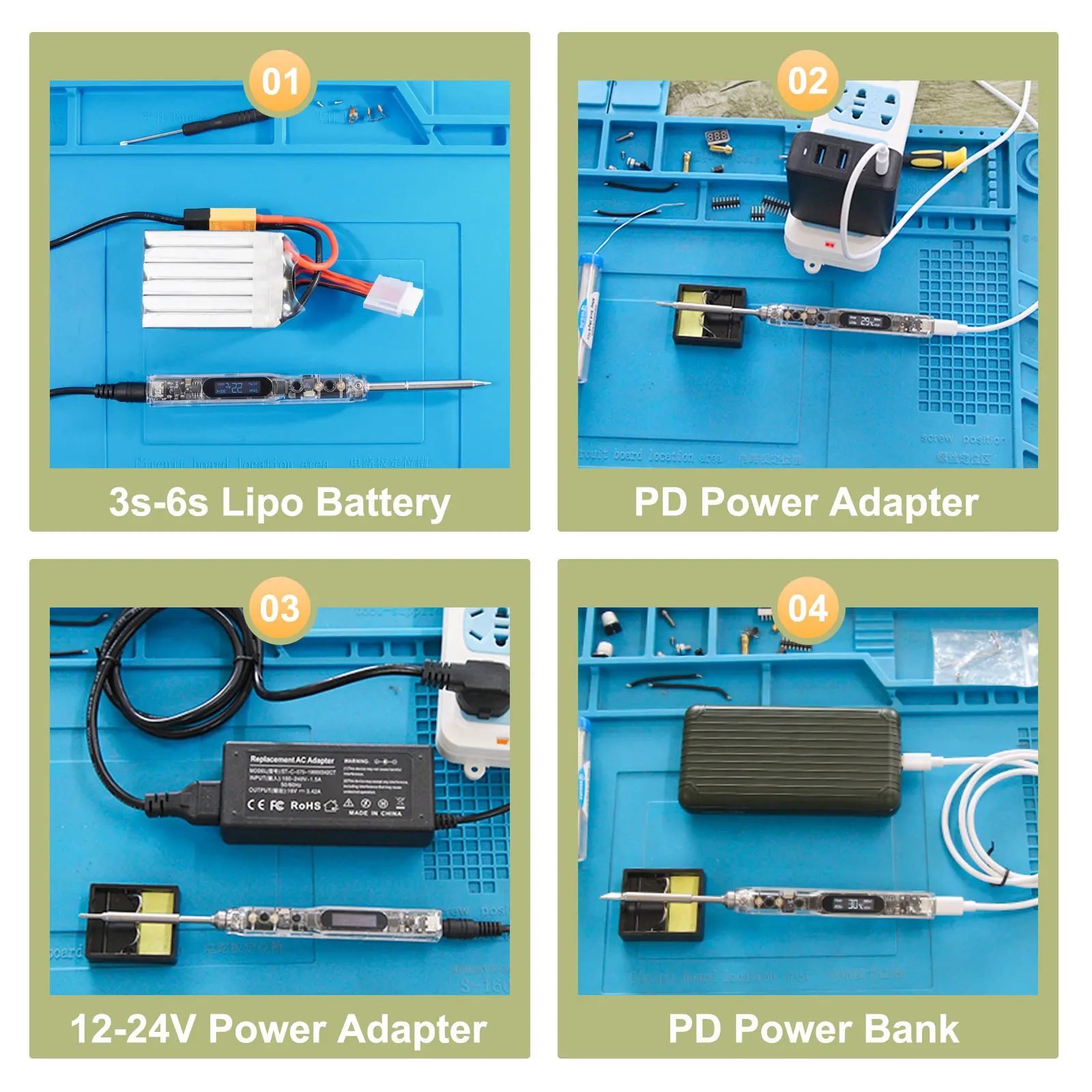 مكواة لحام LED من BGA SMD ، درجة حرارة قابلة للتعديل لأطراف T12 TS ، أطراف تدعم PD3.0 QC2.0 DC5525