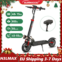 SUNNIGOO Electric Scooter for Adults With NFC Lock 48v 800w Powerful Motor Removable Seats Foldable Scooter 15ah 55km Long Range