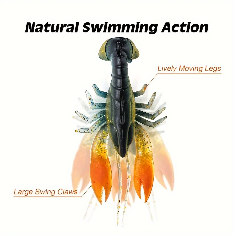 5 قطع من طُعم جراد البحر الإلكتروني، طُعم ناعم مع خطاف، أدوات صيد الأسماك