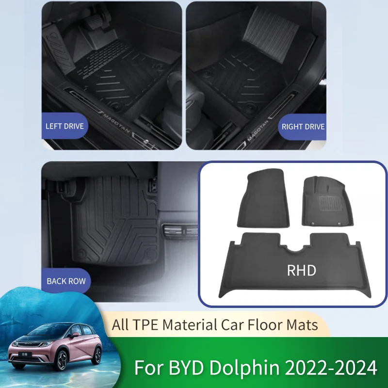 

TPE Car Waterproof Non-slip Floor Mats Full Surround Protective Liner Foot Carpet Accessories for BYD Dolphin 2022 2023 2024