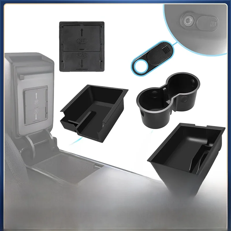 Boîte de rangement pour Tesla Model Y 2021-2024, accessoires, plateaux de console centrale pour Tesla Model 3 2021-2023, boîte cachée, cache-webcam