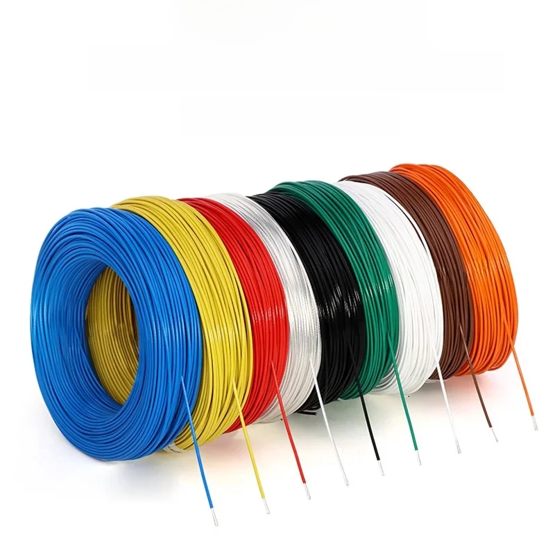 Câble électrique de cuivre de placage d'argent de fil de PTFE 200 ℃ 0.2-10mm2 Cable24/22/20/18/17/15/13/11/9/7AWG bobine d'induction au sol FF46-1/2