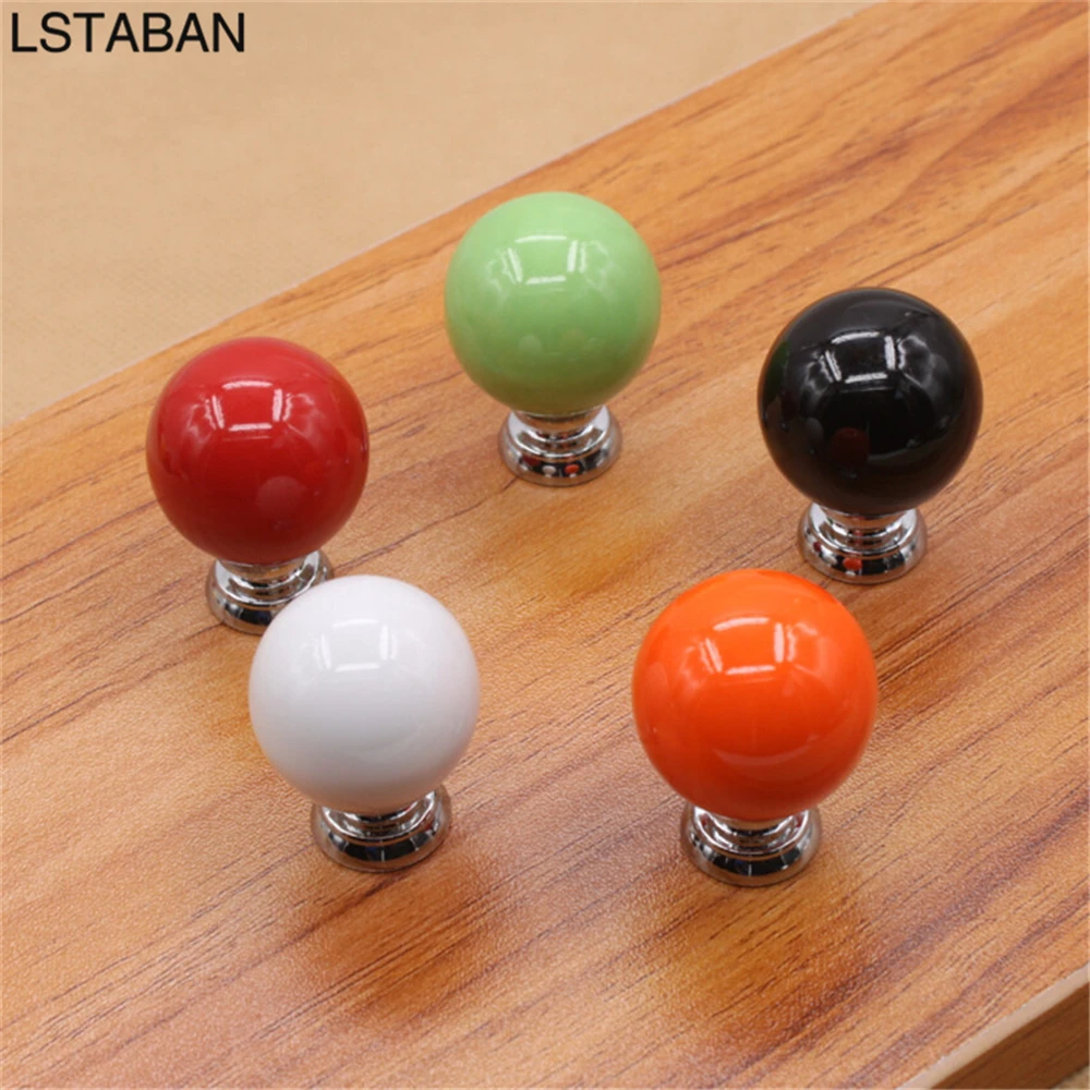 Ceramic Colorful Kitchen Cabinet Handle Single Hole Cupboard Wardrobe Drawer Pull Modern Simple Furniture Hardware Door Knobs