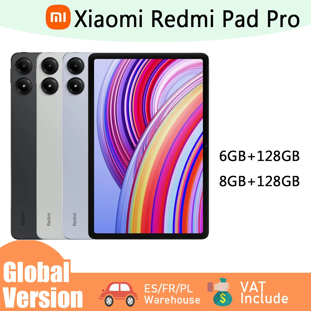 Xiaomi Redmi Pad Pro 6 + 128GB Mi tablette pantalon 12.1 Pulgadas batterie 10000mAh Cmara Trasera 8MP Tiempo de Espera hasta 33.9 D