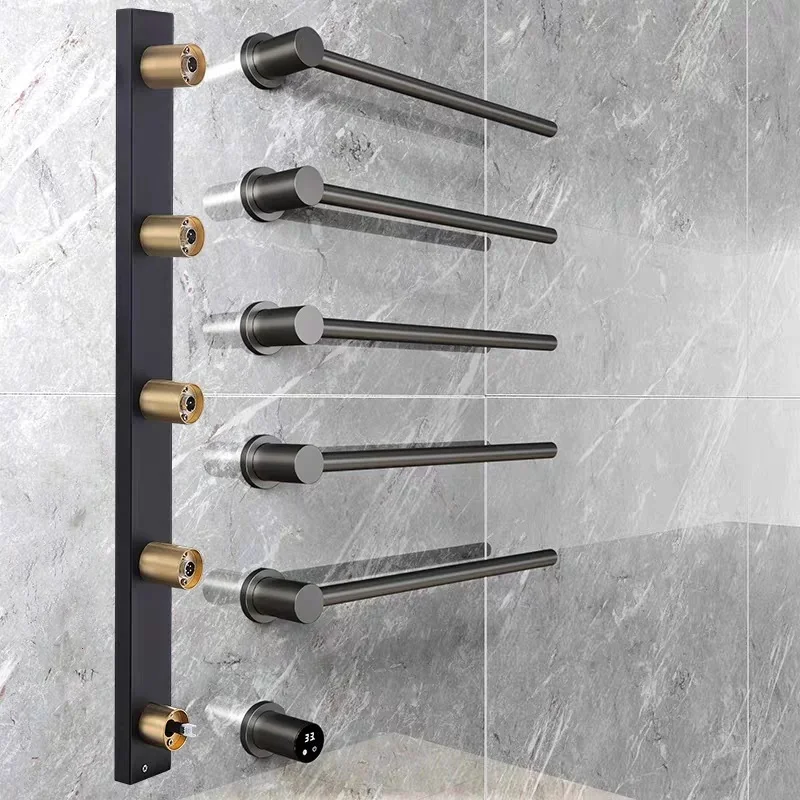 Porte-serviettes chauffant électrique Intelligent, sèche-serviettes de salle de bain intelligent, contrôle de la température caché et minuterie, chauffe-serviettes à cinq pôles