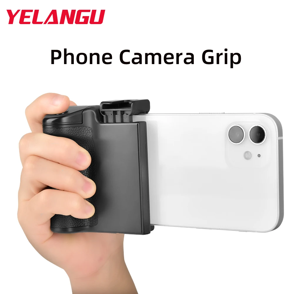 YELANGU Phone Camera Grip Handle Holder Wireless Bluetooth Photo Stablizer Holder with Cold Shoe 1/4 '' for Phone