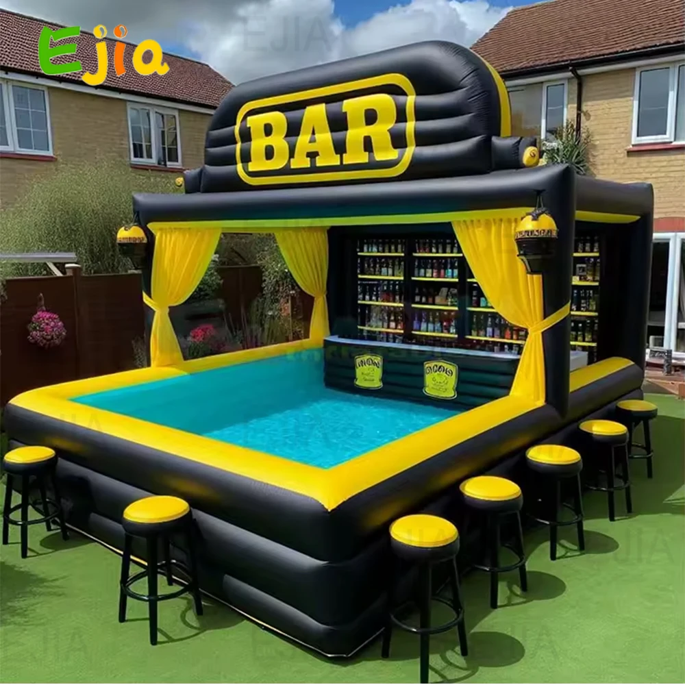 PVC 16x13ft  Outdoor Swimming Pool Inflatable Water Bar Tent Party Pub Tent Backyard Inflatable Pool Bar Tent For  Adult  Kids