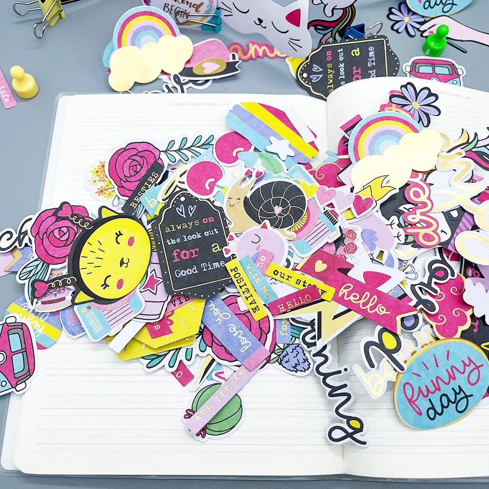 Creative Path 158 Stück niedliche Katzen- und Einhorn-Stanzformen aus Papier, Bright Day Scrapbooking-Stanzformen, Ephemera für Journaling und Kartenherstellung – Detail 8