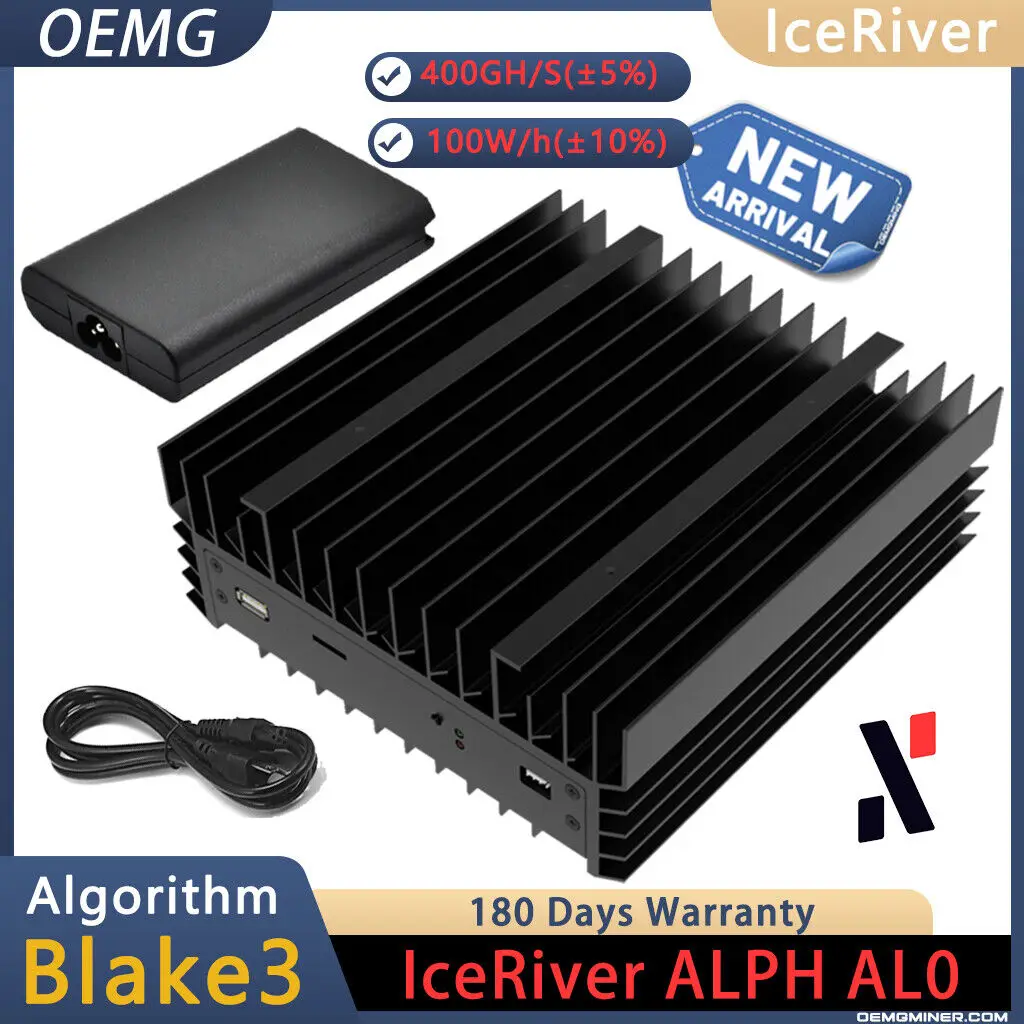 so In Stock NEW ICERIVER AL0 400GH/S 100W ALPH Black 3 Algorithm Miner with PSU