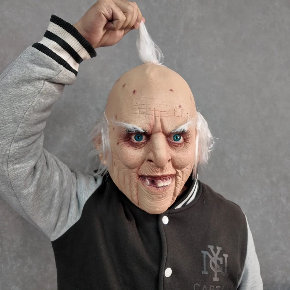 Gruselige Alter-Mann-Maske Realistische Faltenmaske mit Glatzenkopf Horror-Maske für Halloween Cosplay Party Kostüm