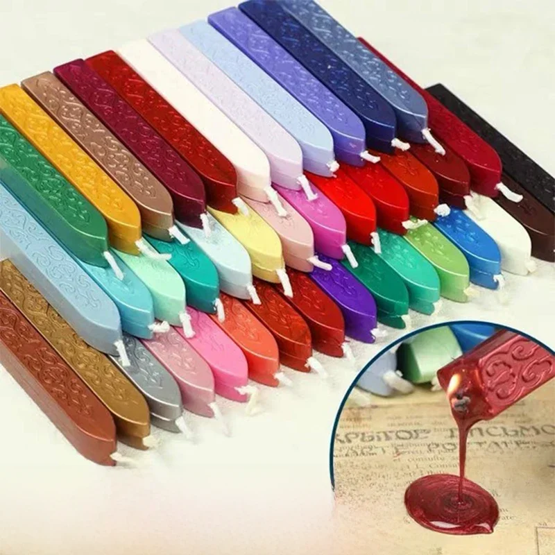 Bâtons de sceau de cire, bâtons de cire à cacheter antiques avec mèche pour lettre postale, tampon de sceau de cire rétro Vintage