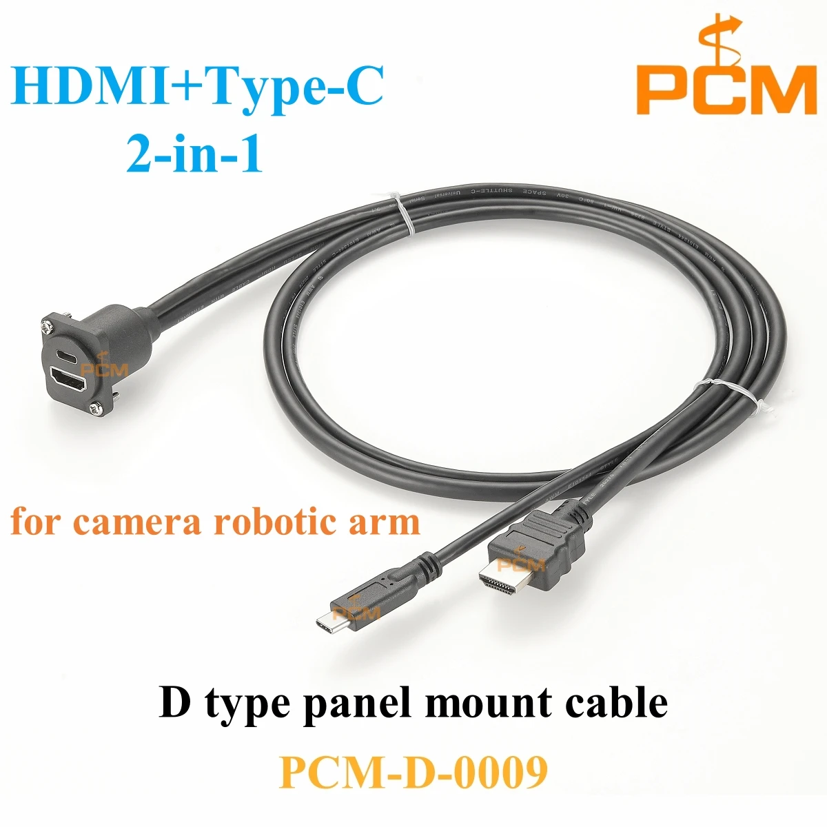 HDMI+Type-C 2-in-1 cable female to male connector D series panel mount Robotic Camera Arm cable