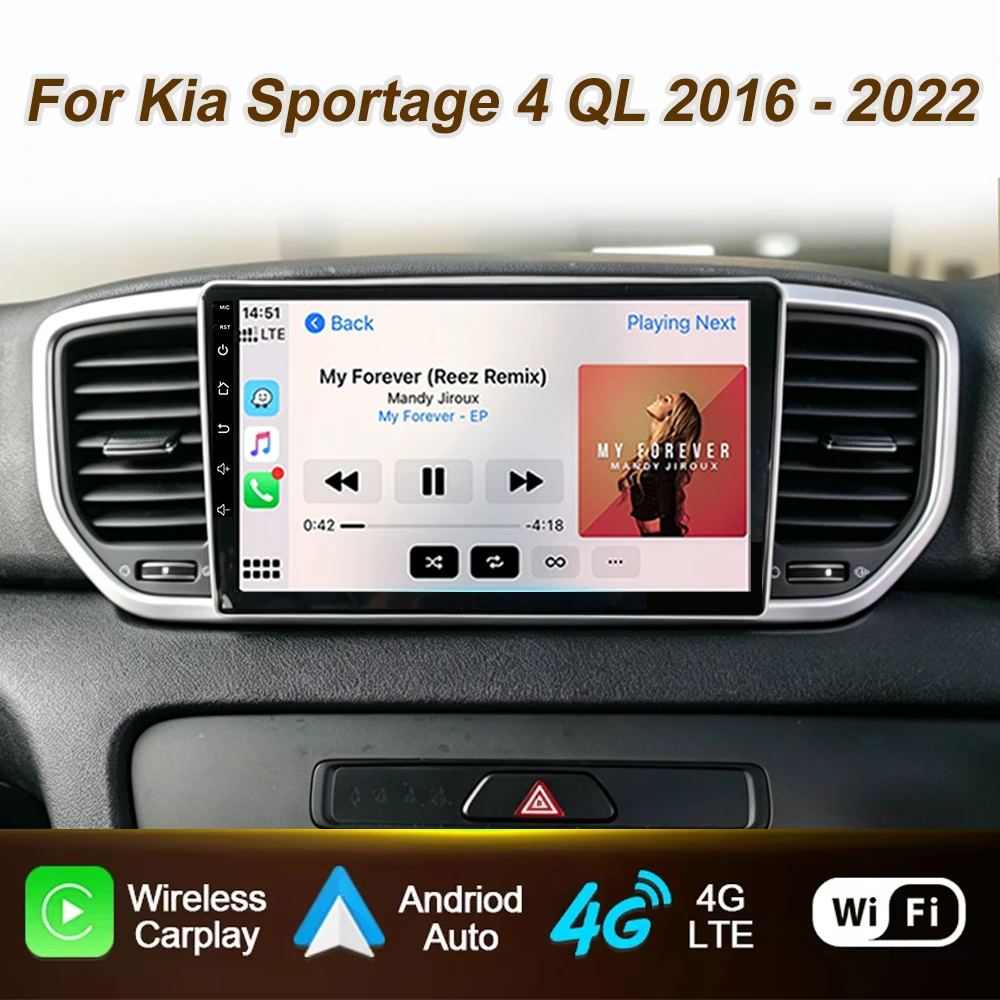 

Android 16 For Kia Sportage 4 QL 2016 - 2022 Car Radio Wireless Carplay Player Touch screen 4G WIFI Navigation Stereo BT No 2din