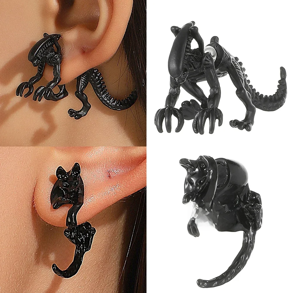 Vintage Monster Katze Ohrringe für Frauen Männer Halloween Mode Horror Alien Dinosaurier Ohrringe