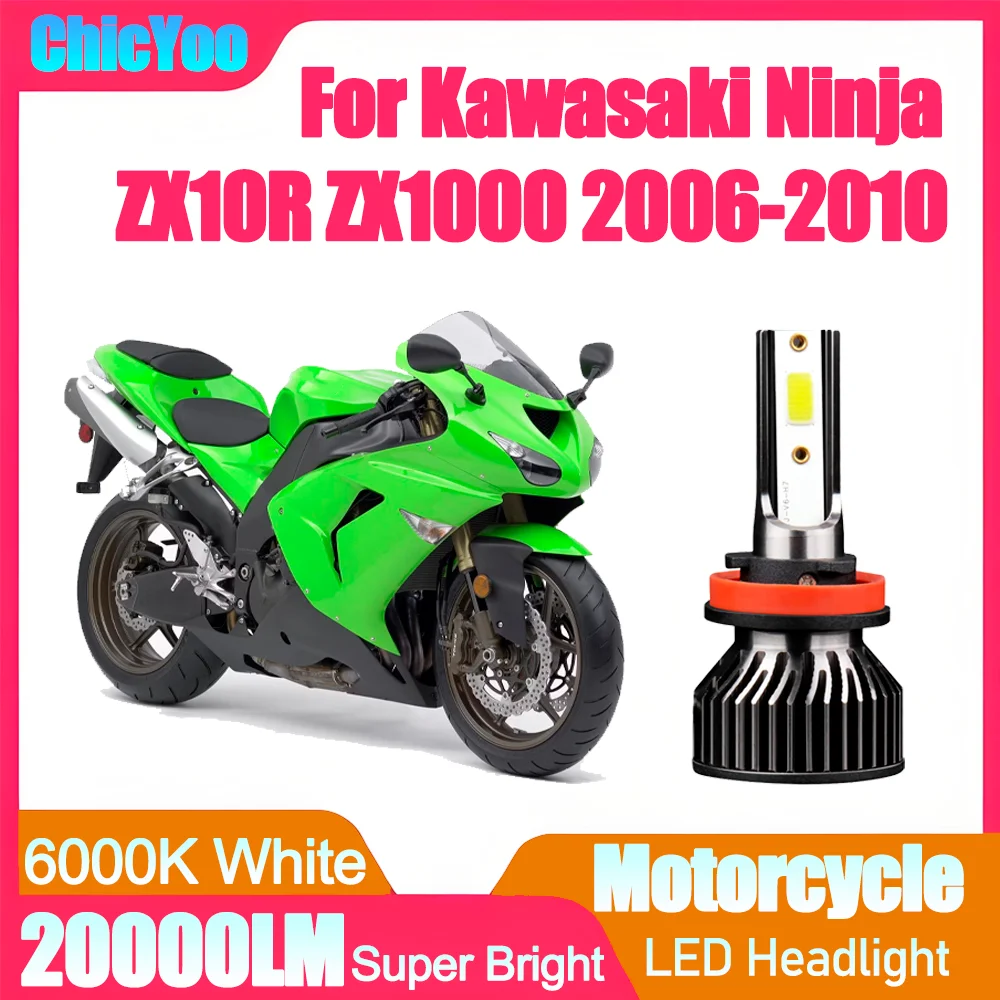 

1PCS Motorcycle LED Headlight Canbus No error 20000LM High Power 6000K Super White 12V For Kawasaki Ninja ZX10R ZX1000 2006-2010