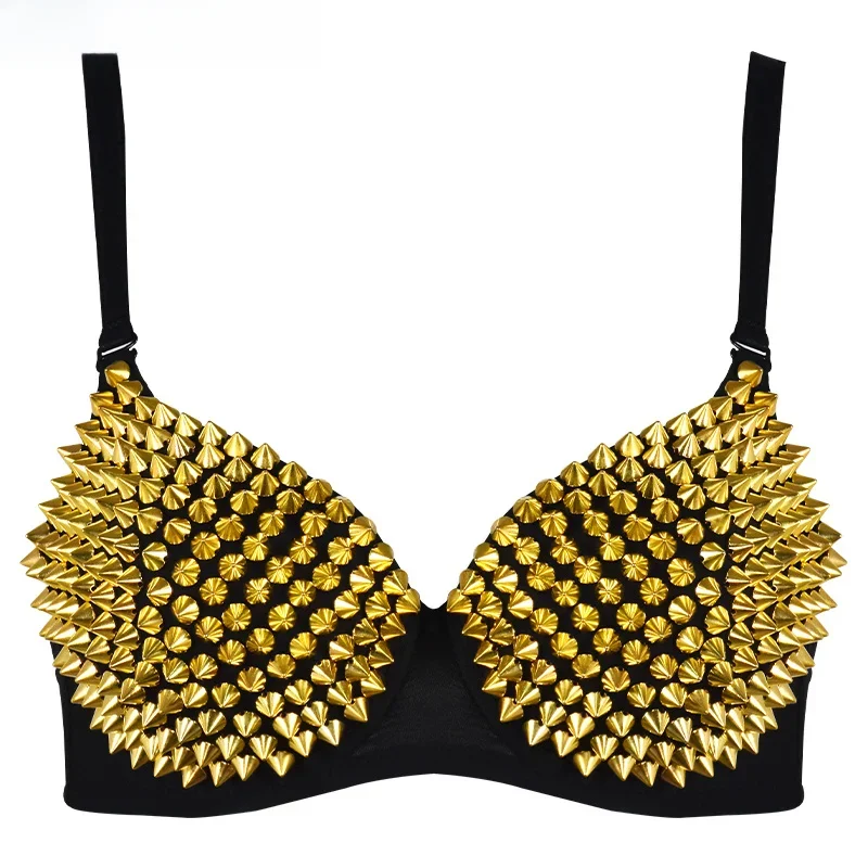 Seksowny biustonosz Steampunk akcesoria nit Bar gorset złoty srebrny Push Up gorsetowy top damski Clubwear gorąca bielizna bielizna damska — zdjęcie 2