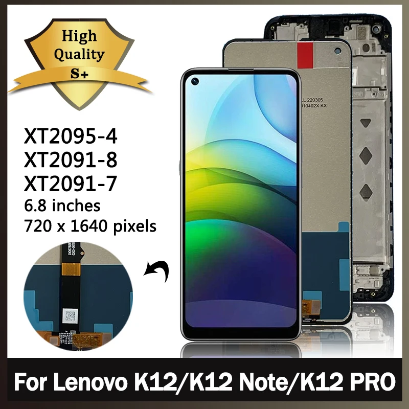 OEM  For Lenovo K12 (China) LCD K12 Note Display Touch Screen Digitizer Assembly For Lenovo k12 Pro XT2091-8, XT2091-7 LCD