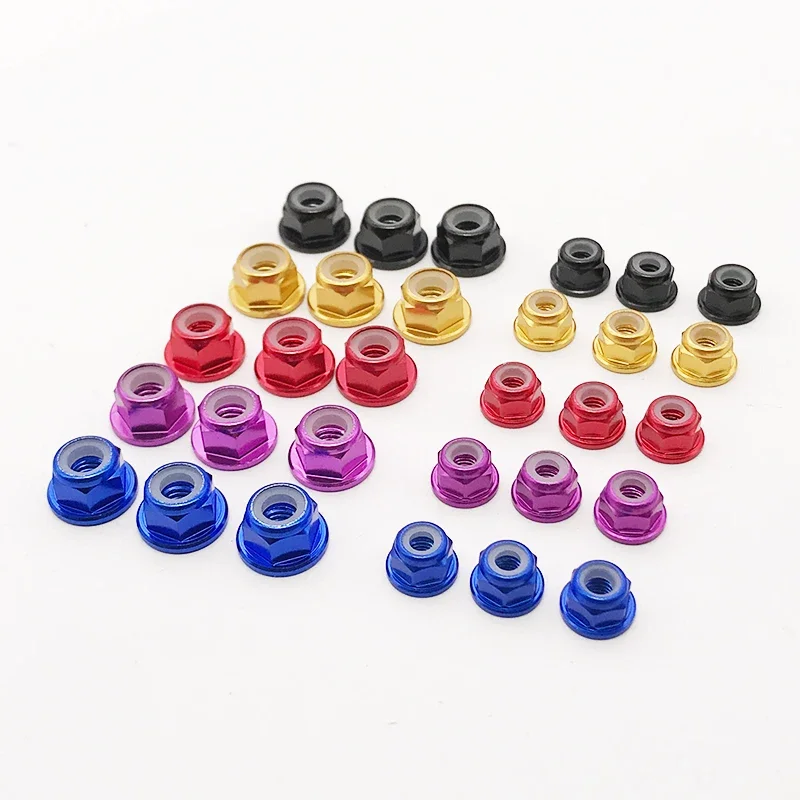 Bride en alliage d'aluminium M3/M4, écrou de blocage en Nylon autobloquant avec anneau en caoutchouc antidérapant pour voiture RC Scx10 Traxxas, 10 pièces