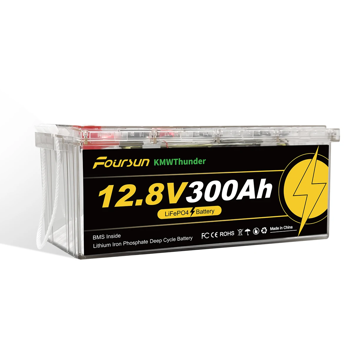 Foursun 12V 300Ah LiFePO4 Batterie mit Niedertemperatur-BMS-Schutz, 4500+ Zyklen für Wohnmobil/Solar/Camping